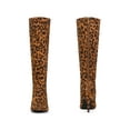 thumbnail image 2 of BLISSFUL STEP Women's Boots Faux Suede Knee High Stiletto Heel Pointed Toe Back Zipper Boots Leopard 7, 2 of 7