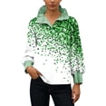 thumbnail image 2 of TaTaai Ladies St Patricks Print Blouse Long Sleeve Button Down Shirt Color Block Striped Collar Casual Top Loose Fit Gift, 2 of 6