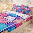 thumbnail image 3 of Erosebridal Rainbow Chubby Cartoon Cat Zipper Twin Comforter Sets with Fitted Sheet and 2 Pillowcases,Star Gradient Zipper Bedding Set,Pastel Purple Blue,4-Piece,Reversible, 3 of 6