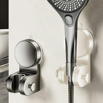 Suction Cup Shower Head Bracket | Adjustable No Drill Wall Mount Holder | Multi Angle Rotation | Movable Plastic Bathroom Accessory | Gray or White | 1 Pack | 4.72"x2.17"x1.89"