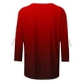 thumbnail image 3 of Hxshgdsn 3/4 Sleeve Blouse For Women Plus Size Gradient Crewneck Tunic Shirt With Bow Tie Casual Spring Outfits Wine S, 3 of 4