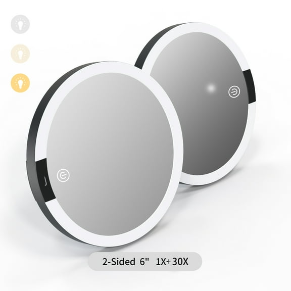 Suupvaor 30x Magnifying Mirror with Light & Touch Switch - Adjustable Lighting for Eyebrows, Travel