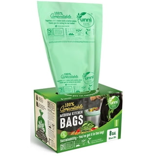 100 Pack] 4 Gallon Compostable Trash Bags - Drawstring Unscented  Biodegradable Small Garbage Bags for Bathroom and Food Scrap, BPI & OK  Compost Certified, ASTM D6400 Compliant - Extra Thick 20um 