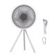 thumbnail image 1 of Ventilador de escritorio con trípode con luz USB recargable con batería de 3 engranajes ajustable portátil para tienda de campaña para acampar en interiores y exteriores blanco, 1 of 10