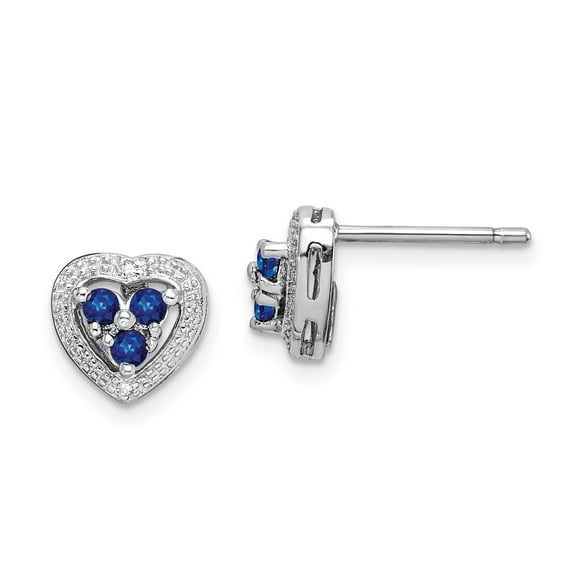 Primal Silver Sterling Silver Rhodium-plated Diamond and Sapphire Heart Earrings