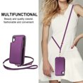 thumbnail image 2 of Wallet Case for Apple iPhone XR, with Crossbody Shoulder Strap & Hand Wrist Cards Holder Zipper Pocket Stand Feature Full Protective Shockpoof Phone Case for iPhone XR, Darkpurple, 2 of 7