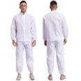 thumbnail image 3 of Trajes de trabajo unisex resistentes al polvo y al desgaste, abrigo con cremallera frontal de manga larga y pantalones largos, traje de 2 piezas para hombre y mujer, 3 of 5
