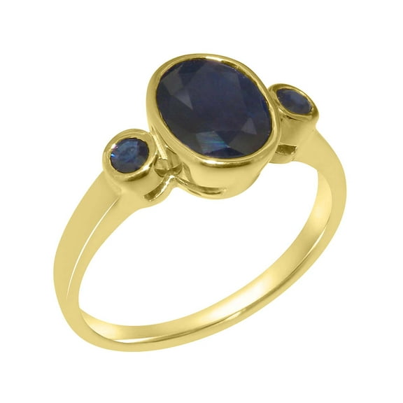 LBG British Made 10k Yellow Gold Natural Sapphire Womens Anniversary Ring - 33 size options - Size 10