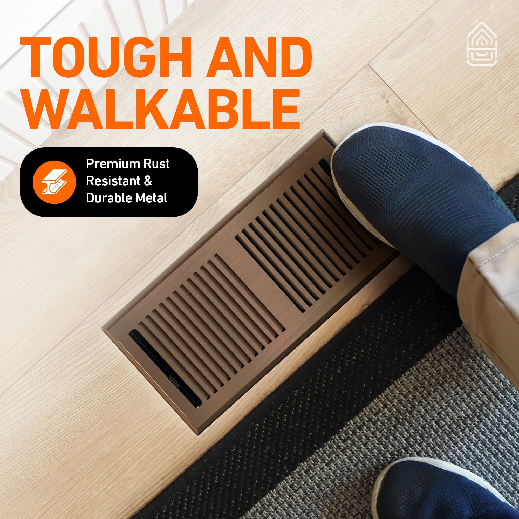 4X14 Floor Vent Covers Floor Register with Mesh Cover Trap, Heat and Air, Walkable Metal Floor Register for HVAC Duct, Contemporary, Oiled Bronze