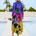 thumbnail image 2 of Floral Spectacular: Blue Plum and Gold - Olbrich Botanical Gardens Spring Flower Show Madison WI Long Sleeved Shirt Dress, 2 of 6