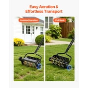 VEVOR Lawn Aerator, 18 in Manual Push Spike Aerator with 4 Wheels & Handle, Heavy Duty Grass Aerators, Supports 40 lbs Added Weight, Rolling Lawn Aeration Tool for Garden Yard Aeration Soil Health