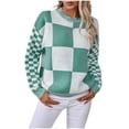 thumbnail image 3 of Blusas y tops para mujer Sentuca, camisas casuales de cuello redondo, blusa de manga larga, verde menta, tallas M, 3 of 6