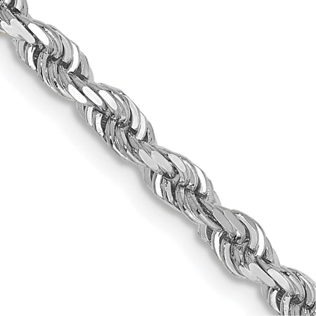10K White Gold Rope Chain Styles Necklace 3.35 mm D/C Quadruple 18 inch