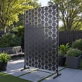 thumbnail image 2 of Tcbosik Metal Privacy Screen, 76"H x 48" Indoor & Outdoor Freestanding Privacy Fence for Balcony, Yard, Garden, Patio, Black, 2 of 9