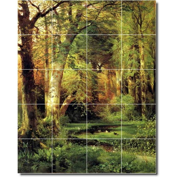 Ceramic Tile Mural-Thomas Moran Country Painting 354. 17" w x 21.25" h using (20) 4.25 x 4.25 ceramic tiles