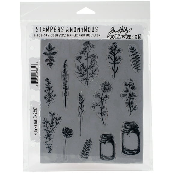 Tim Holtz Cling Stamps 7"X8.5" Flower Jar