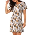 thumbnail image 2 of Fotbe Cute Cats Bata de Dormir para Mujer con Estampado, Camisón de Algodón de Manga Corta, Ropa de Dormir Casual, 2 of 6