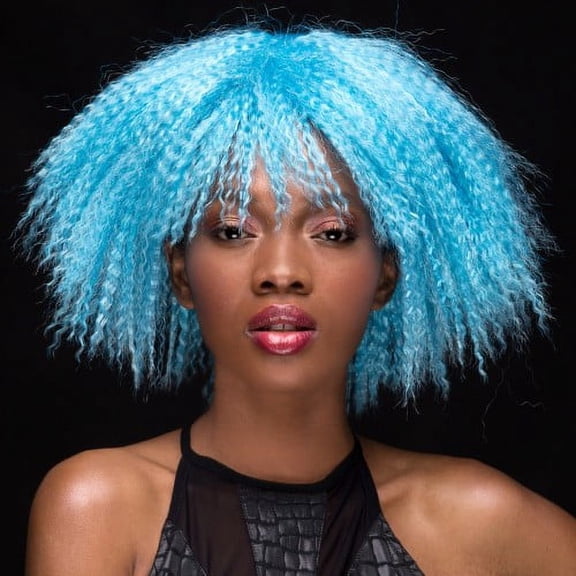 High Quality Blush Zoey Cool Blue Costume Wig Womens Fantasy Style Crimped Hair