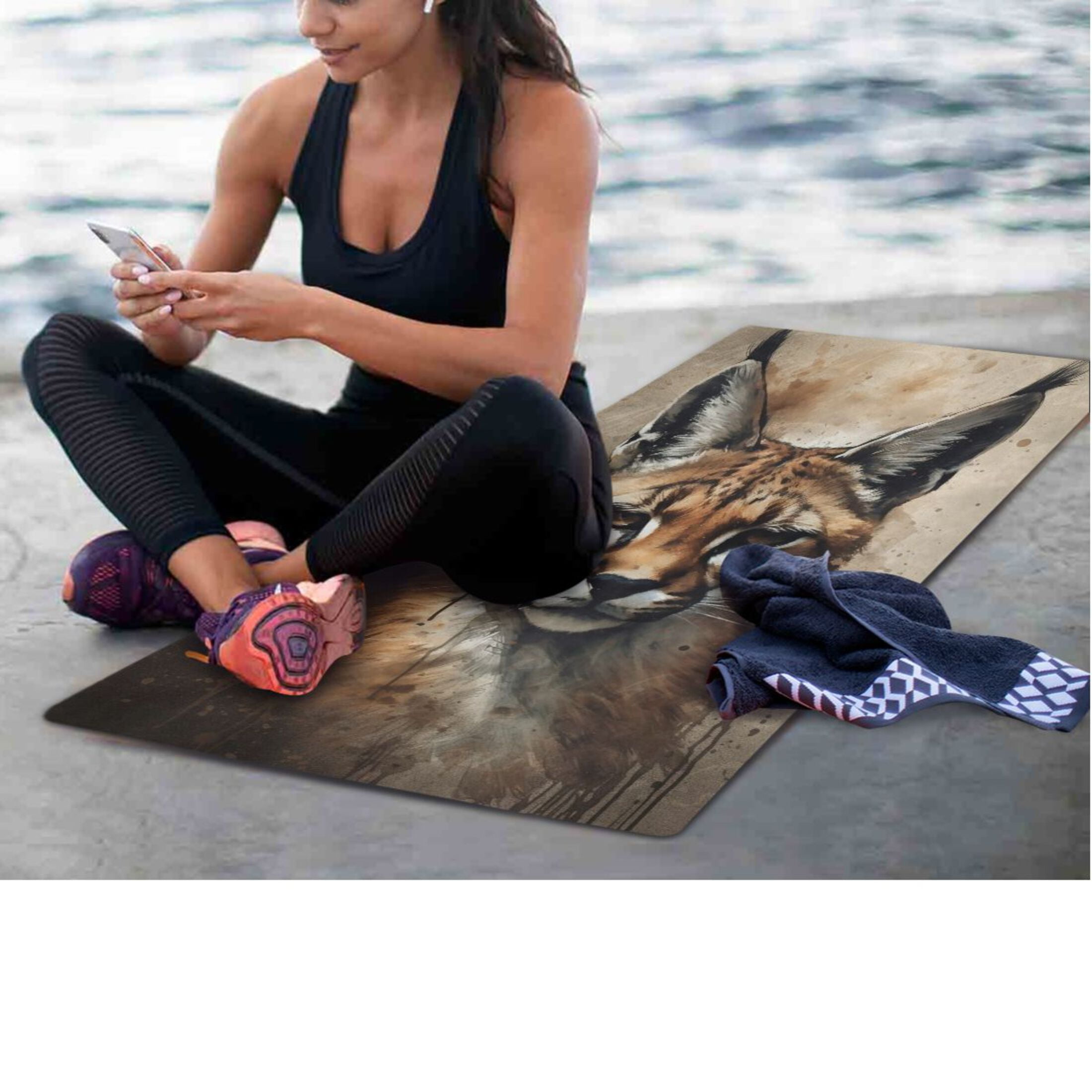 BZSMCE Yoga Mat Women Fitness Mat Watercolor Wildcat Pattern