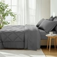 thumbnail image 3 of Sonoro Kate 5 Pieces Twin Comforter Set, Bed in a Bag for All Seasons, Soft Bedding Set with Comforter, 1 Flat Sheet, 1 Fitted Sheet, 1 Pillowcases, 1 Pillow Shams, Dark Gray, 3 of 7