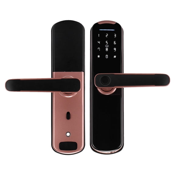 Yajisi Smart Fingerprint & Card Lock – TUYA Compatible, 24‑Password, Anti‑Theft, Rose Gold Finish for Office & Home