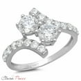 thumbnail image 3 of 1.98 ct Round Cut Genuine Cultured Diamond VS1-VS2 J-K 14K White Gold Promise Wedding Statement Engagement Designer Ring W/ Crystal side stones size 10.5, 3 of 6