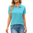 thumbnail image 5 of Qwertyu Polo Shirts for Womens Work School Short Sleeve Tshirts Casual Button Tops 2026 New Collared Top Workout Clothes Light Blue L, 5 of 5