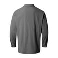 thumbnail image 3 of Domuza Men's Casual Shirts Long Sleeve Button Up Loose Fit Summer Vacation T Shirts Comfy Lightweight Stretch Solid Color Lapel Blouse with Pocket Gray 5XL, 3 of 4