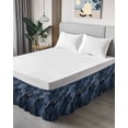 thumbnail image 4 of Abstract Marble Texture Bed Skirt King Size 16" Drop Deep Blue Gold Crack Art Ruffled Wrap Around Bed Skirts Adjustable Elastic Bedskirt Dust Ruffle for King Size Bed, 4 of 7