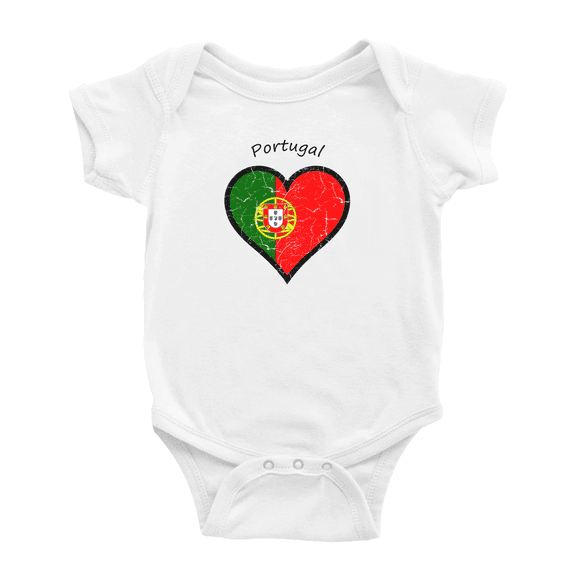 Portugal Flag Heart Love Funny Baby Bodysuit Boy Girl Clothes