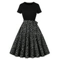 thumbnail image 1 of Sentmoon Robes d'Été pour Femmes 2026 Manches Courtes Extensibles Robe Athlétique Décontractée Patchwork Coupe Régulière Col Rond Robes de Bal 2026 pour Soirée et Boîte de Nuit Noir P, 1 of 6