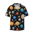 thumbnail image 2 of Lafuoo Planets In Deep Space Pattern Men's Cuban Collar Short Sleeve Shirt, Button-Down Resort Beach Pocket Shirt-Large, 2 of 7