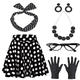 thumbnail image 3 of Disfraces de los años 50 para mujer, falda de línea A de punto negro retro de los años 50 con accesorios, traje de Halloween, disfraces de cosplay, 3 of 5
