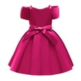 thumbnail image 4 of Zpanxa Toddler Girls Princess Dress, Little Girls Party Wedding Dress, Lace Bowknot Off Shoulder Pleated Dress, Kids Pageant Flower Girl Sleeveless Dress Hot Pink (2-3 Years), 4 of 6