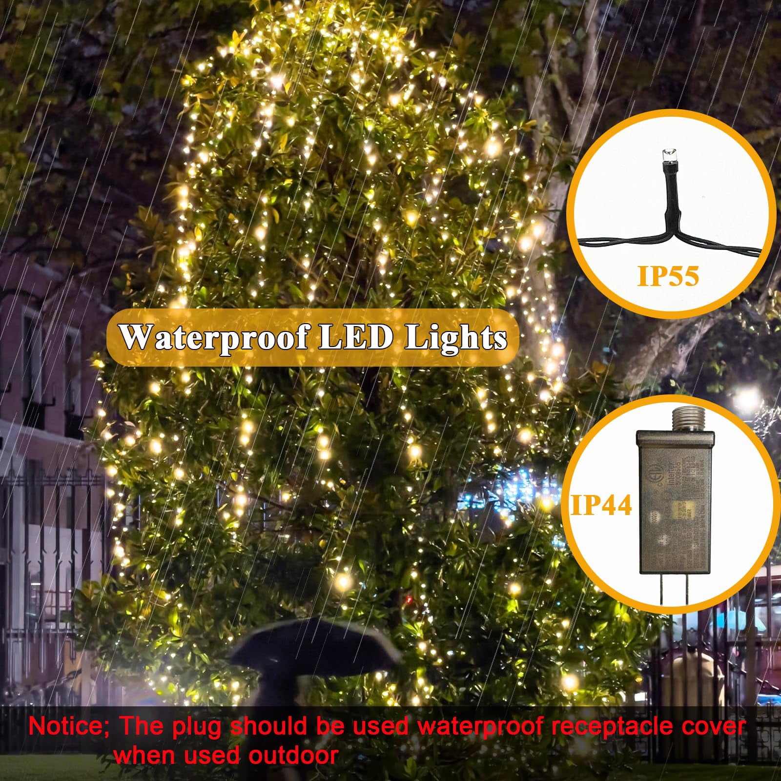 Christmas Tree Lights with Ring, Christmas String Lights for Tree, 8.2ft 16 Line 480 LED Christmas Light with 11 Modes and Timer, Xmas Fir Pine Party Decoration for Outdoor Indoor, Multicolor