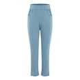 thumbnail image 5 of Women's High Waisted Stretchy Ankle Pants, Straight Leg Pull on Yoga Work Trousers with Pockets, Casual Daily Wear or Office, Breathable and Comfortable Sky Blue L, 5 of 10