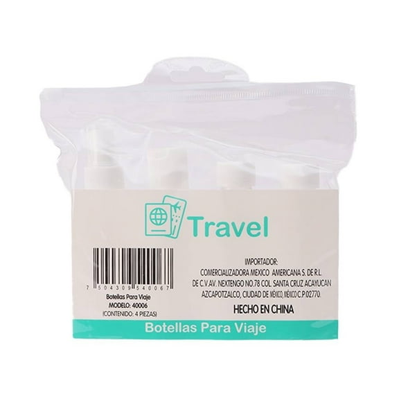 Botellas Prichos para Viaje de Plástico 4 Piezas
