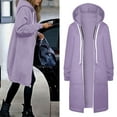 thumbnail image 2 of Zylarhe Women's Warm Hooded Jacket Soft Lightweight Zip Up Coat Casual Winter Fashion Outerwear Comfortable Cozy Top, 2 of 8