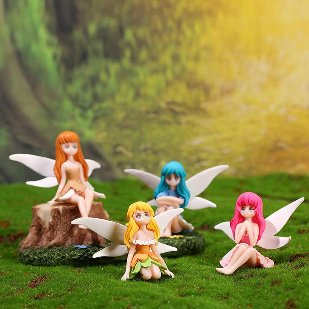8 Piece Miniature Fairy Garden Accessories Set - Hand Painted Fairy Figurines, Door & Hedgehog For Garden Decor