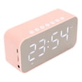 thumbnail image 4 of Altavoz Bluetooth inalámbrico, sonido estéreo, cancelación de ruido, visualización de temperatura, transmisión de voz, radio FM, espejo, despertador, color rosa, 4 of 14