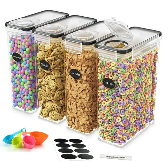 4-Pack 1.06gal EXTRA Large Airtight Food Storage Containers, Cereal Dispenser for Pantry