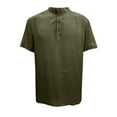 thumbnail image 3 of Patlollav Mens Summer Shirts Cotton Linen Solid Color Casual Short Sleeve Shirt, 3 of 4