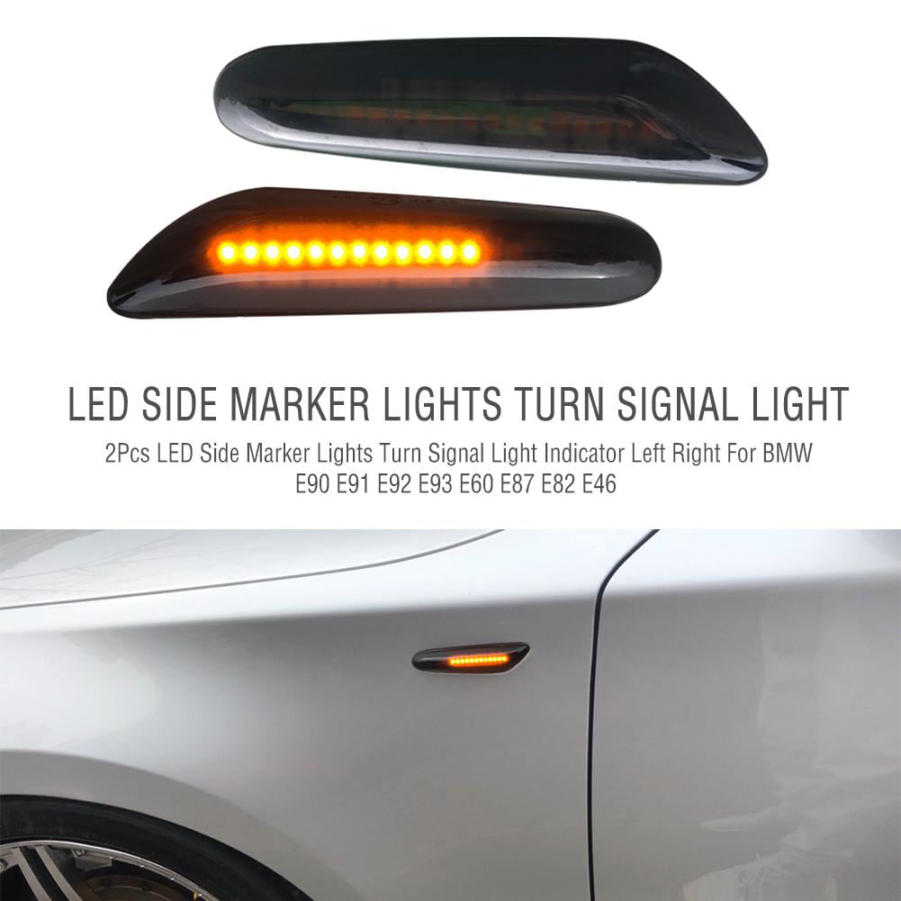 2Pcs 12V AMBER Amber Side Marker Turn Signal Lights For BMW E90 E91 E92 E93 E60 