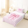 thumbnail image 5 of Erosebridal Pink Bows Twin Sheet Sets For Girls,Dreamy Princess Bowknot Minimalist Geometric Lines Bedding 3pcs, 5 of 6
