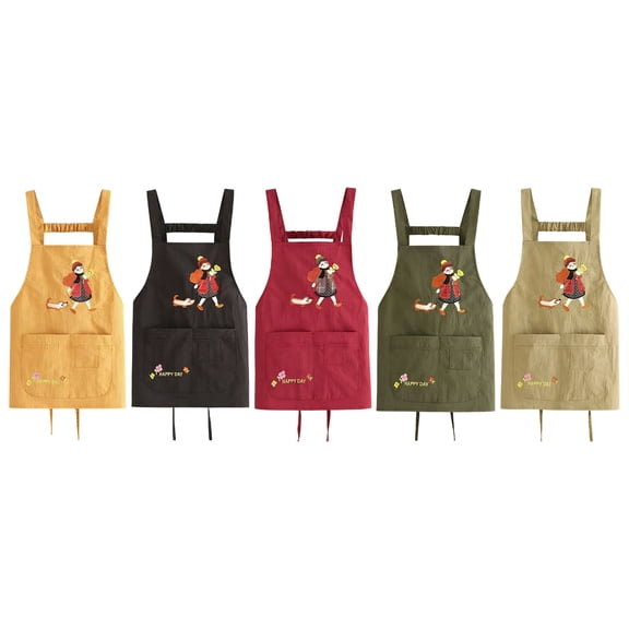 FEOLGEHLY Adjustable Half-length Bib Aprons for Women, Kitchen Apron with Pockets, Apron with Penisunder, Cooking Aprons for Men, Waterproof & Oil-Proof for BBQ Grilling Painting Gardening (Yellow)