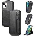thumbnail image 1 of SaniMore for iPhone 14 Plus Magnetic Closure Top & Bottom Flip Wallet Case, Premium PU Leather Cover with Car Mount Card Slot & Adjustable Kickstand Full Body Protective Shell, Black, 1 of 9