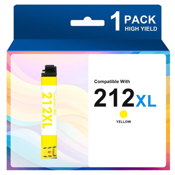 212XL Ink Cartridges 1-Pack Yellow, Compatible for Epson 212XL 212 Printer Ink Combo Pack for WorkForce WF-2850 WF-2830 Expression Home XP-4100 XP-4105