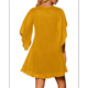 thumbnail image 3 of Vestido Brillante para Mujer, con Mangas Murciélago, para Cóctel y Club. Amarillo M, 3 of 7