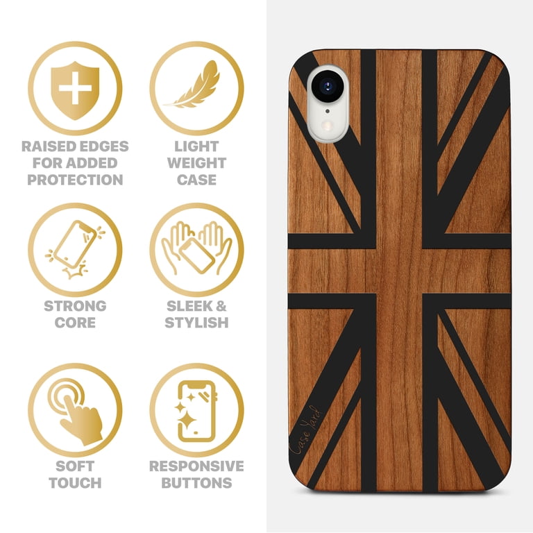 Wood phone case for iPhone XR compatible protective cell phone cover shockproof slim fit laser engraved Union Jack design Black wood case for Men & Women by CaseYard - Walmart.com Wood phone case for iPhone XR compatible protective cell phone cover shockproof slim fit laser engraved Union Jack design Black wood case for Men & Women by CaseYard - Walmart.com