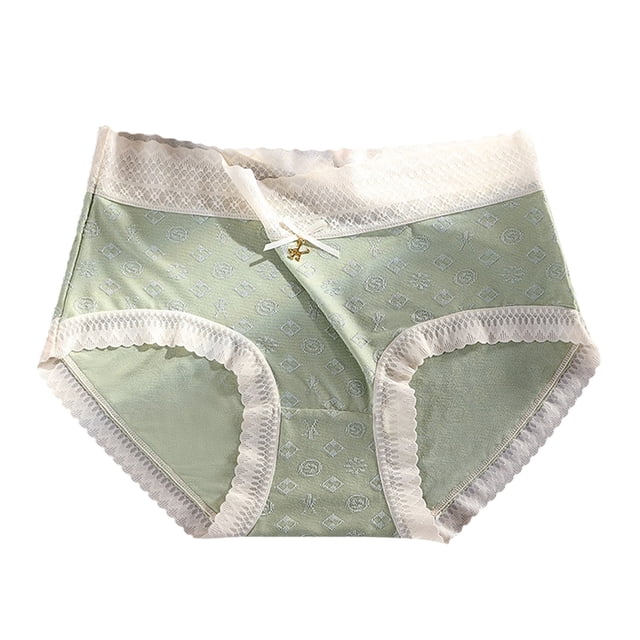 Gibobby Pantaletas Invisibles para mujer Bragas de de impresión en transpirables y sin costuras de algodón de cintura media para mujer(Verde,XL)